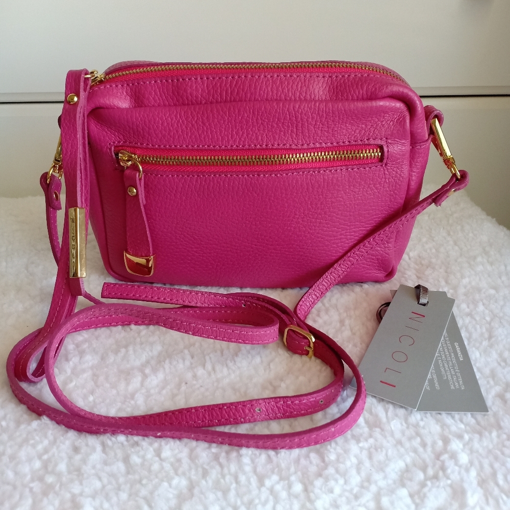 EUC Nicoli Leather Crossbody - Pink